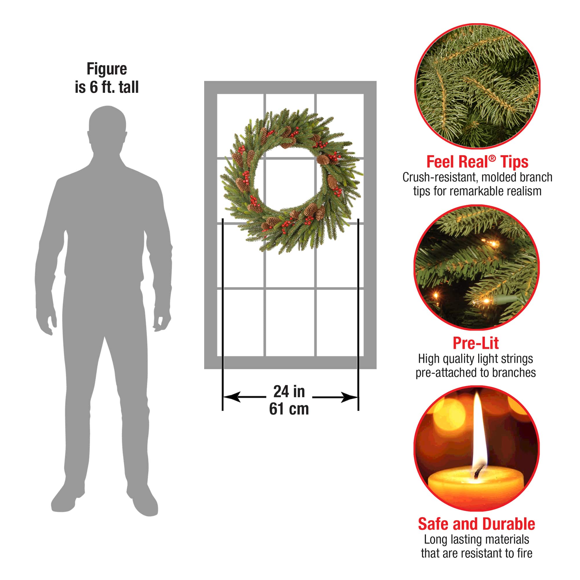 24" LED Dorchester Fir Wreath